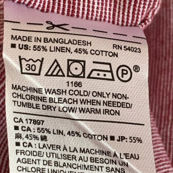 Banana Republic Linen Blend Slim Fit Shirt Mens Large Long Sleeve Button Up Red - Picture 6 of 9